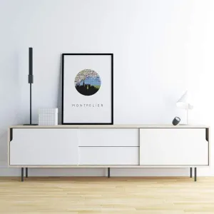 Montpelier city skyline with vintage Montpelier map