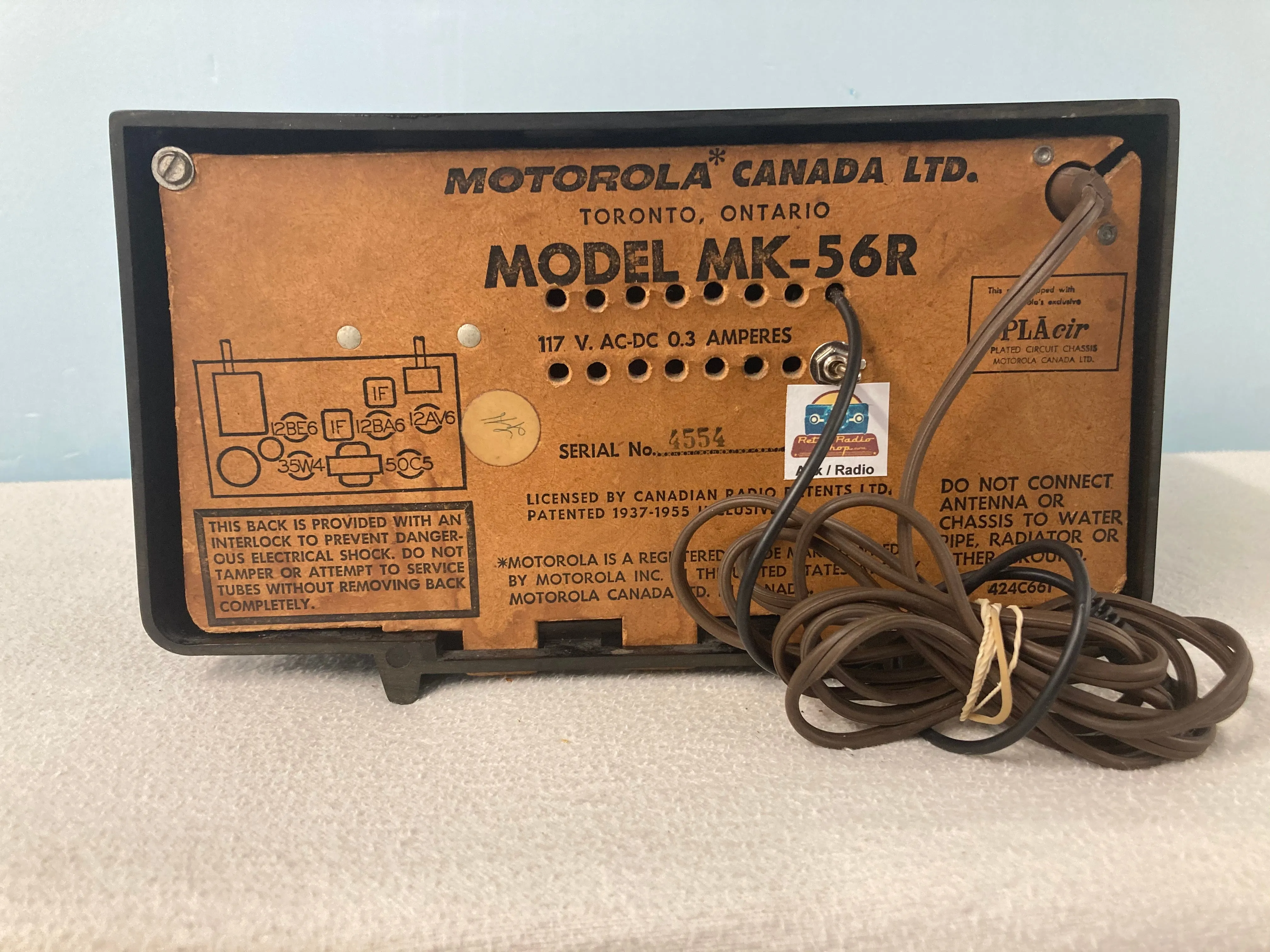 Motorola MK-56R Tube Radio With Bluetooth input.