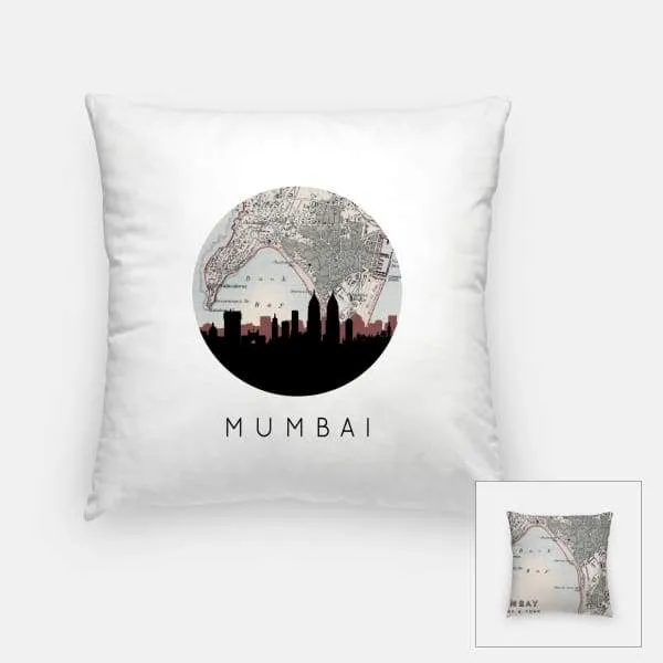 Mumbai, India city skyline with vintage Mumbai map