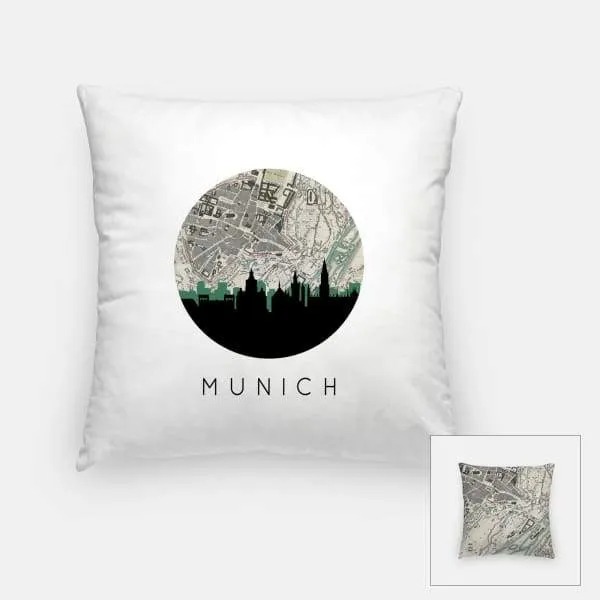 Munich city skyline with vintage Munich map