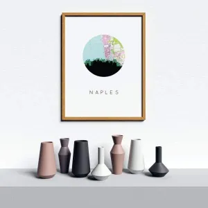 Naples, Florida city skyline with vintage Naples map