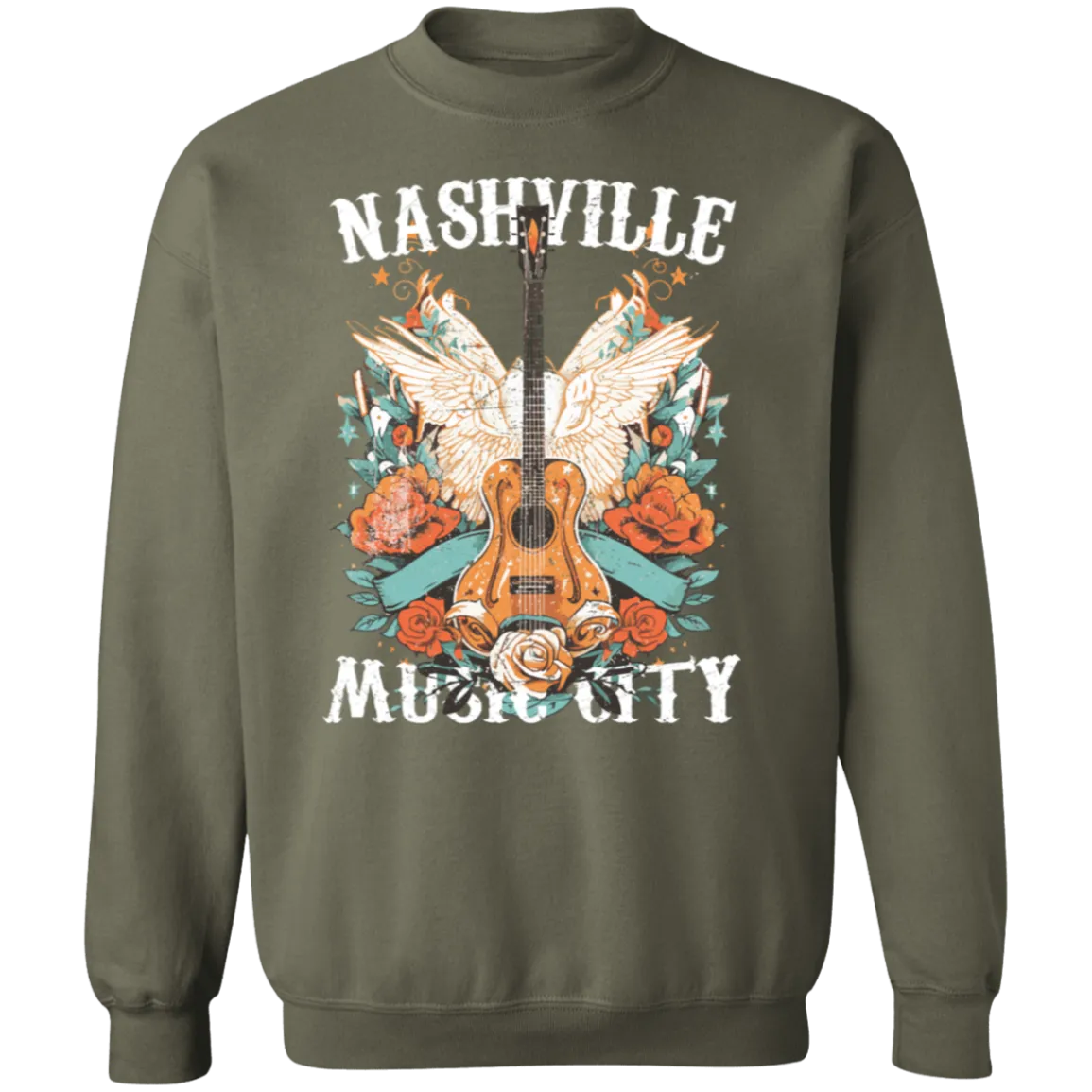 Nashville Music City Crewneck - Gildan Retro Western Graphic