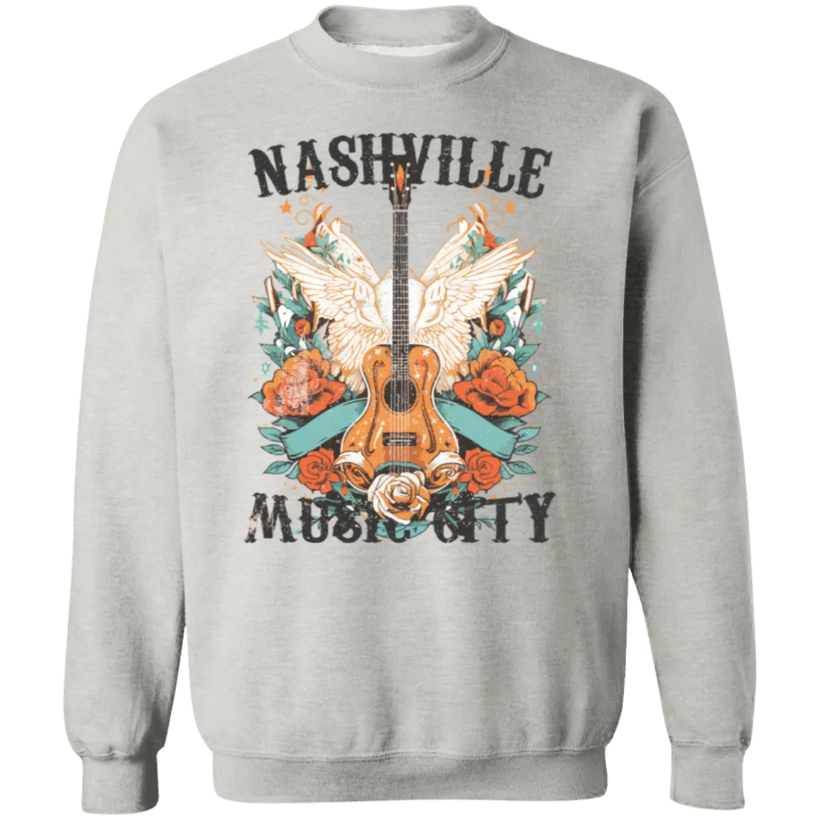 Nashville Music City Crewneck - Gildan Retro Western Graphic