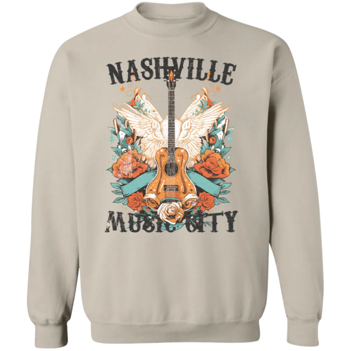 Nashville Music City Crewneck - Gildan Retro Western Graphic