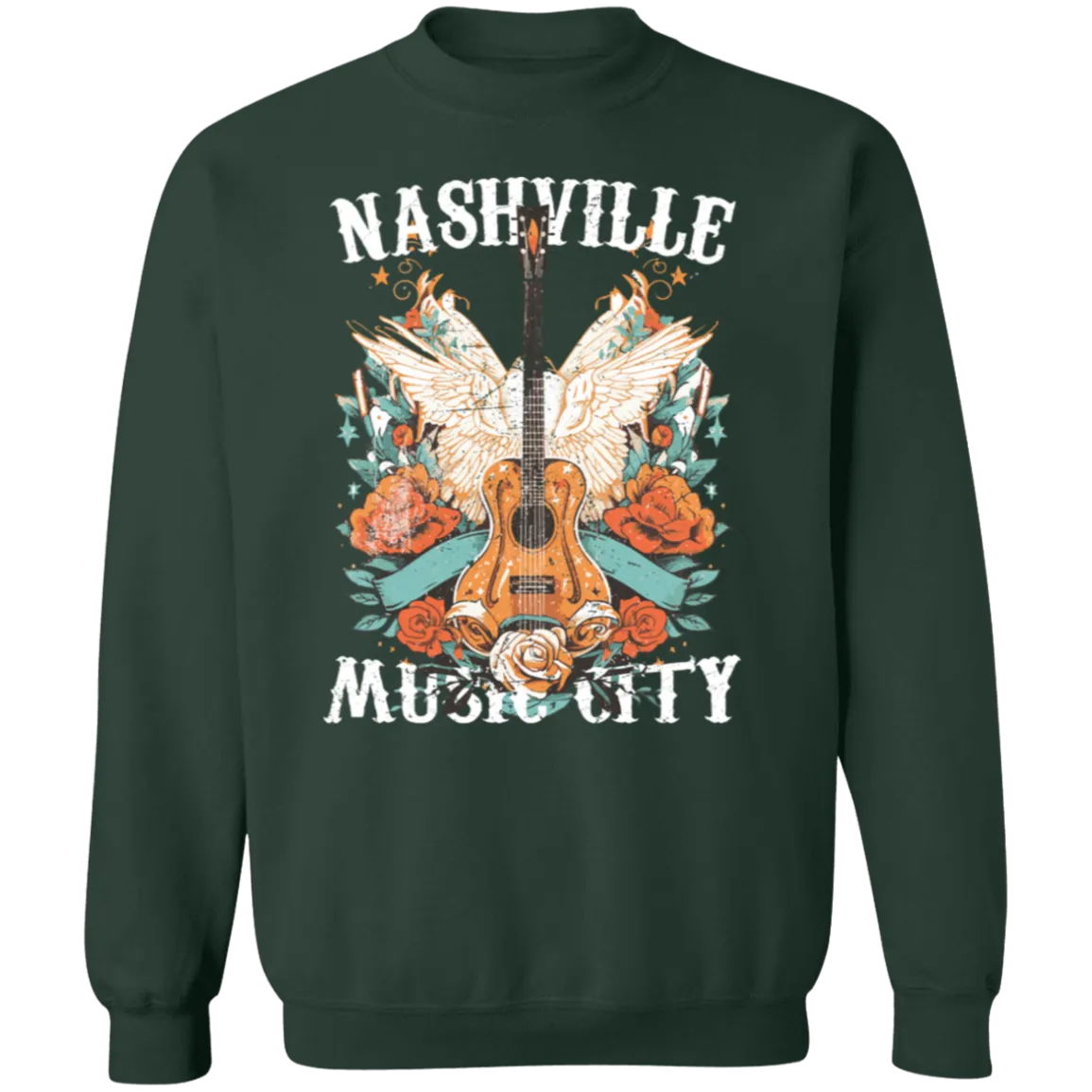 Nashville Music City Crewneck - Gildan Retro Western Graphic