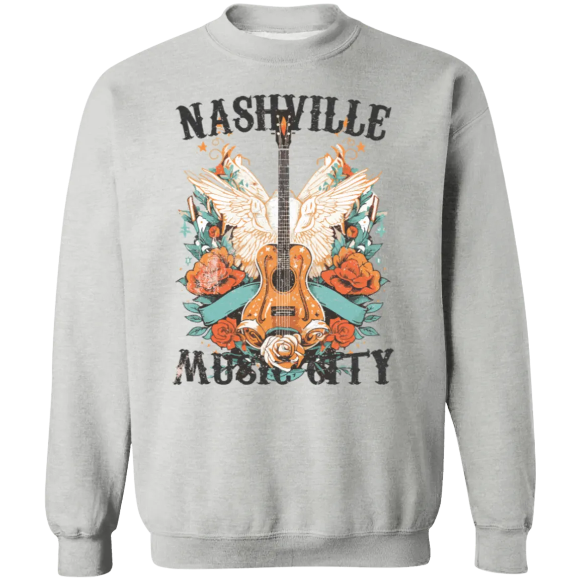 Nashville Music City Crewneck - Gildan Retro Western Graphic