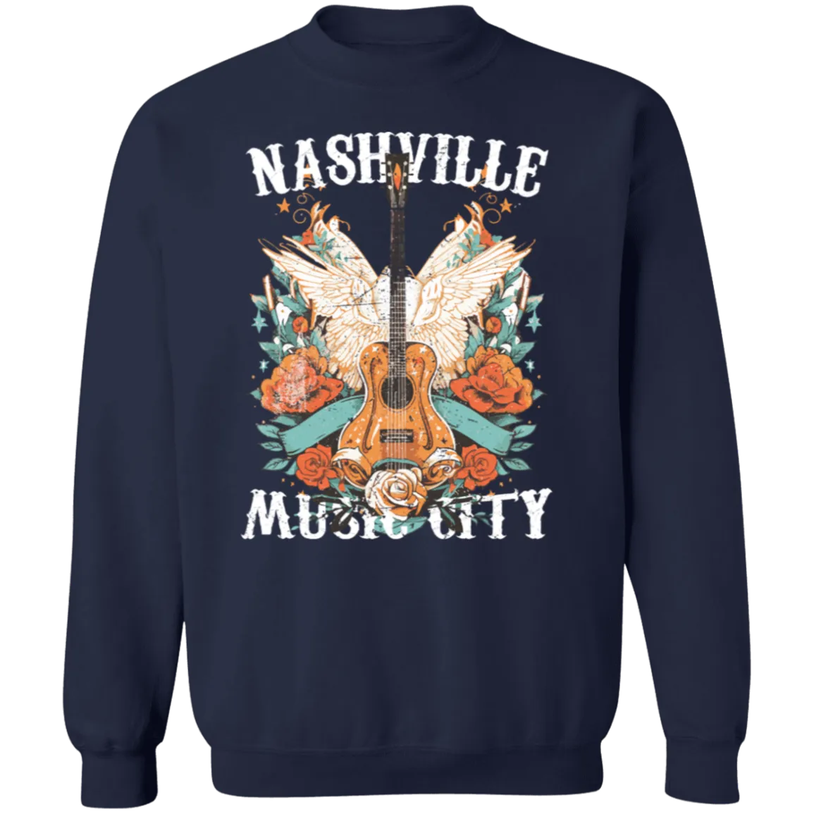 Nashville Music City Crewneck - Gildan Retro Western Graphic
