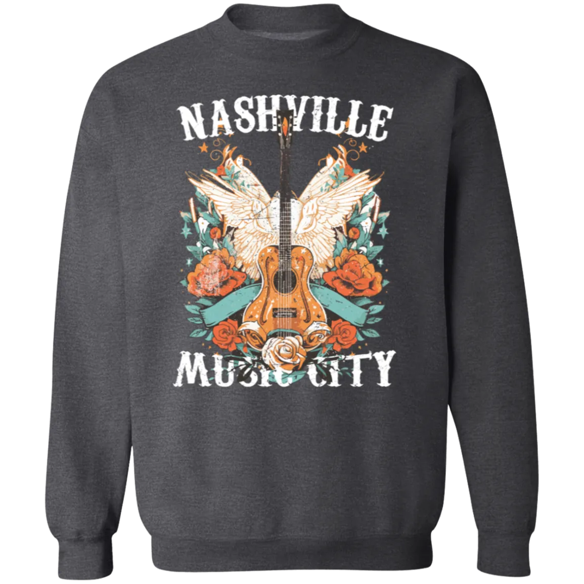 Nashville Music City Crewneck - Gildan Retro Western Graphic