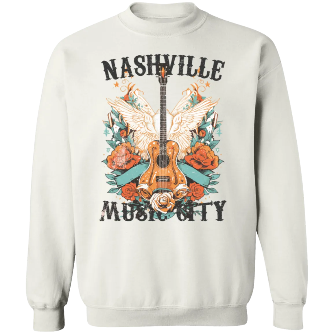 Nashville Music City Crewneck - Gildan Retro Western Graphic