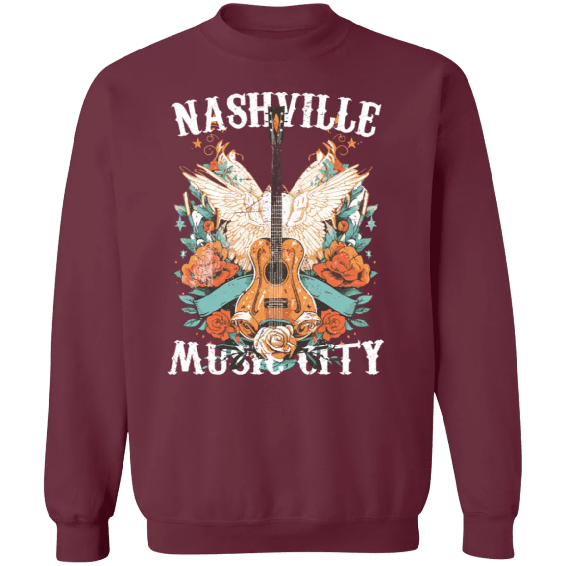 Nashville Music City Crewneck - Gildan Retro Western Graphic