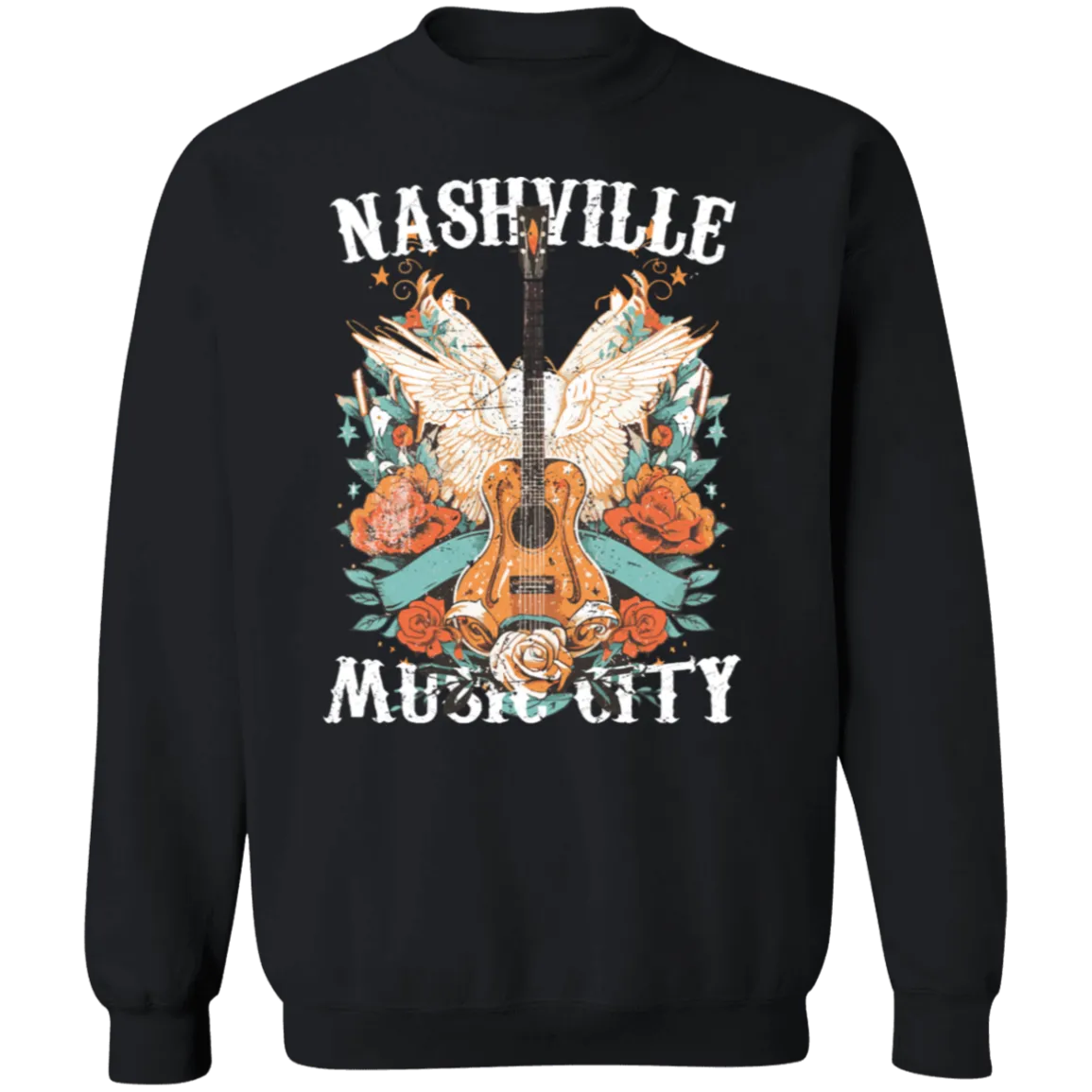 Nashville Music City Crewneck - Gildan Retro Western Graphic