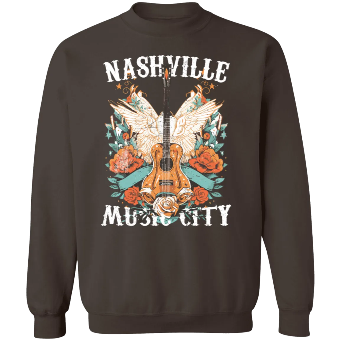 Nashville Music City Crewneck - Gildan Retro Western Graphic