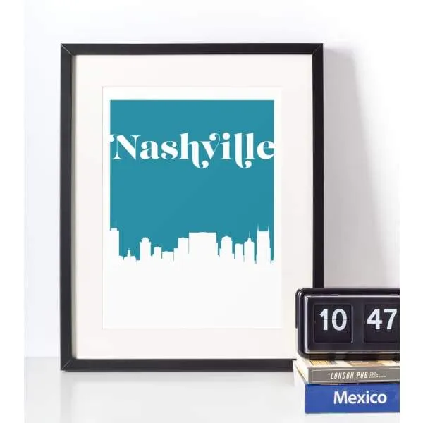 Nashville, Tennessee retro inspired city skyline