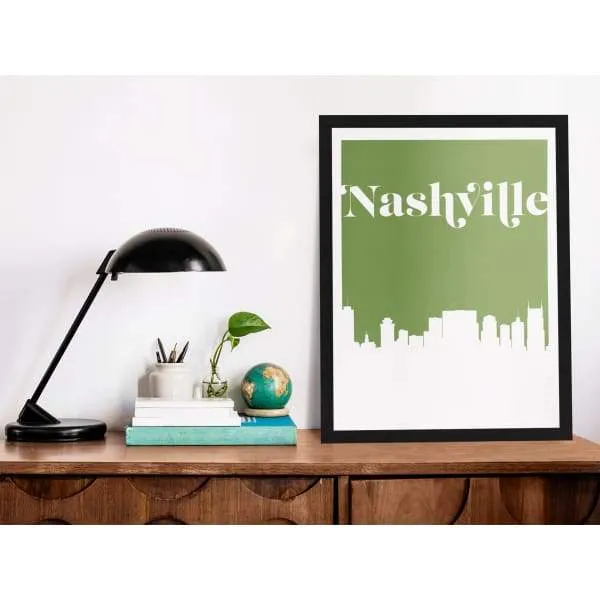 Nashville, Tennessee retro inspired city skyline