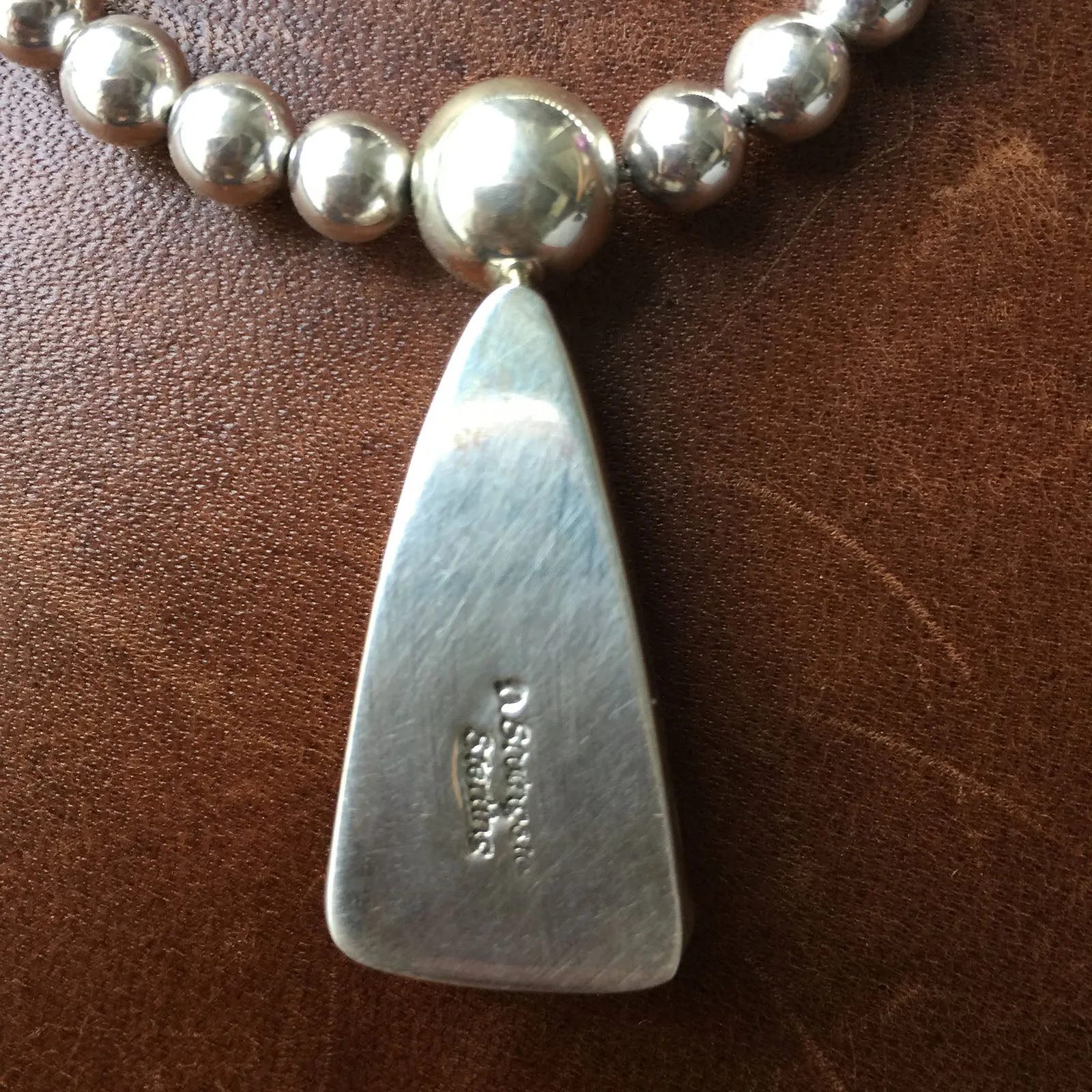 Natural Handmade White Buffalo Necklace with 16" Sterling Silver Beads