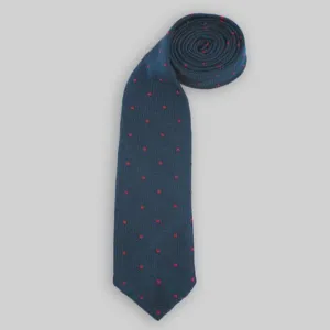 NAVY GRENADINE WITH RED DOTS
