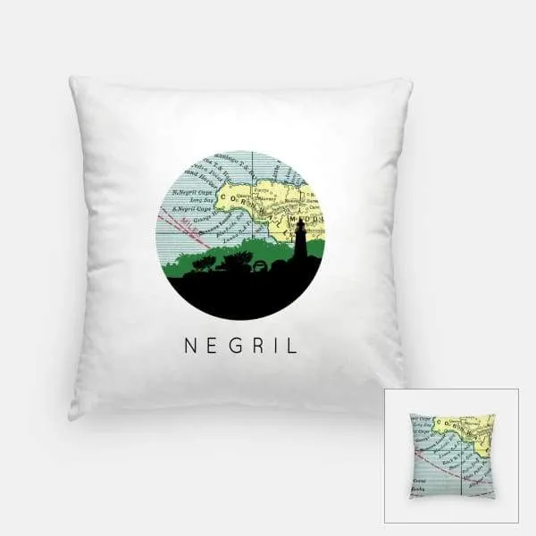 Negril city skyline with vintage Negril map