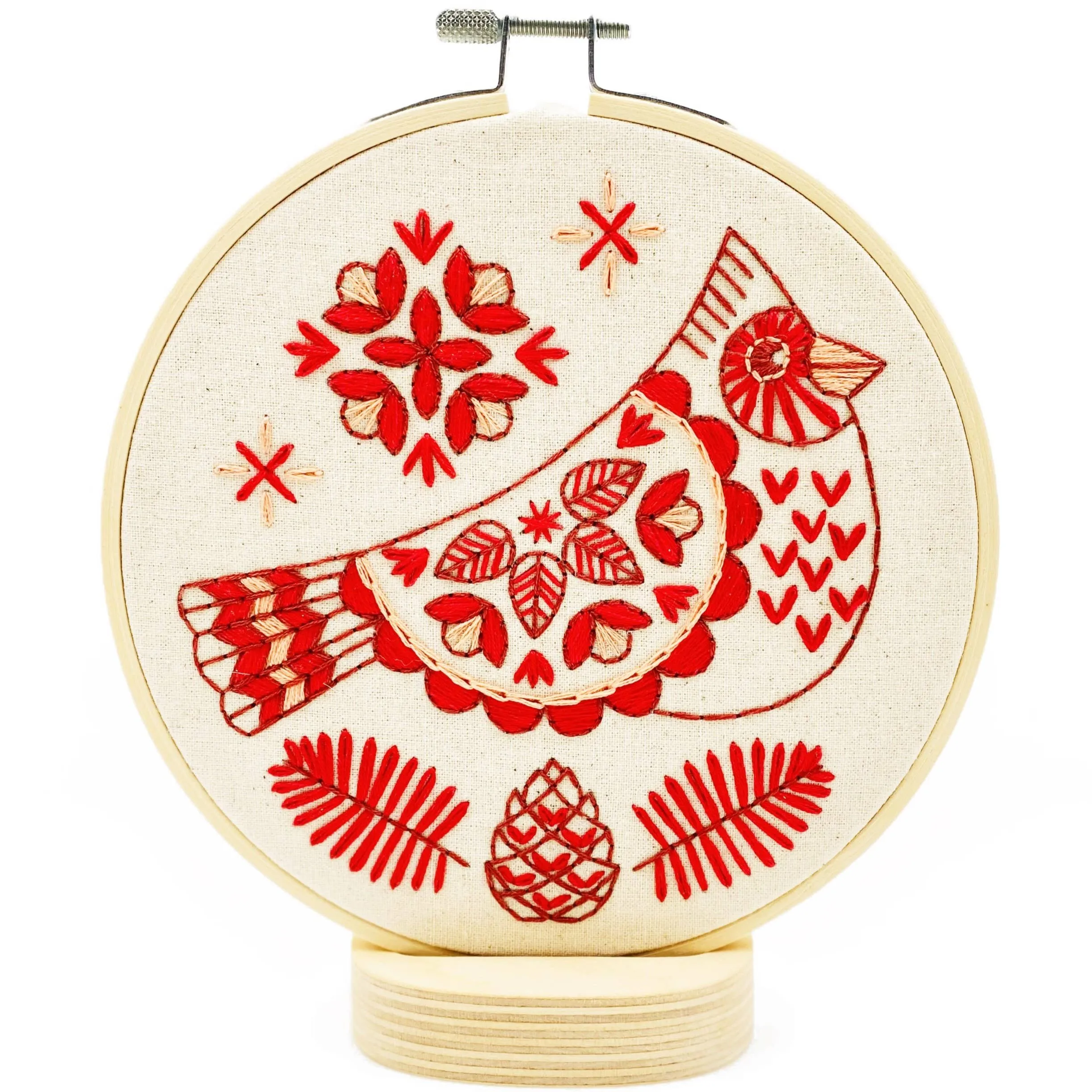 NEW! Folk Cardinal Complete Embroidery Kit