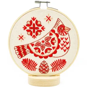 NEW! Folk Cardinal Complete Embroidery Kit