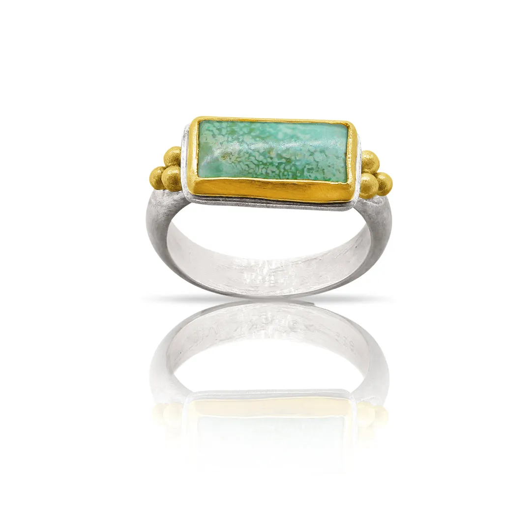 New Mexico Sky -  Turquoise Ring with Granulation