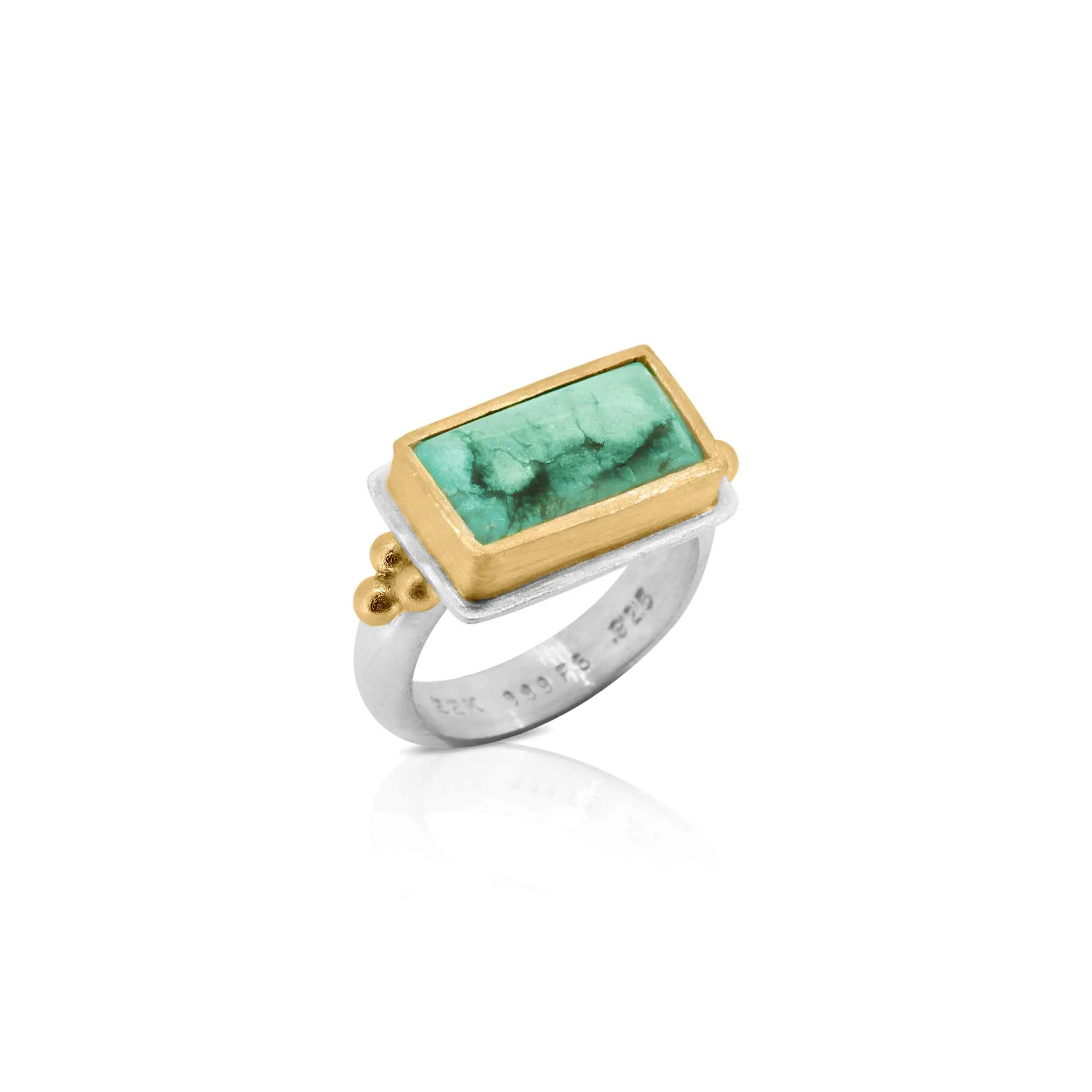 New Mexico Sky -  Turquoise Ring with Granulation