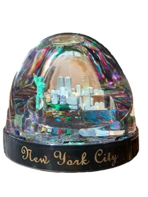 New York City Snowglobe Pen Holder with Twin Towers and Statue of Liberty