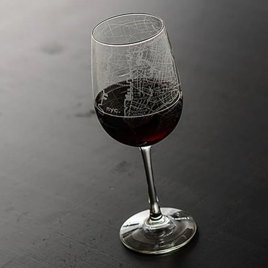 New York City Street Map Wine Glass