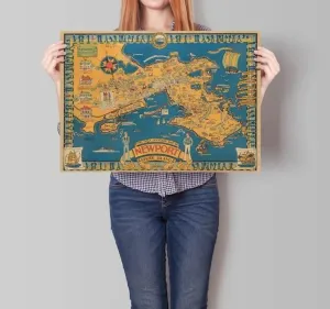 Newport City Map Wall Print| Framed Map Wall Decor