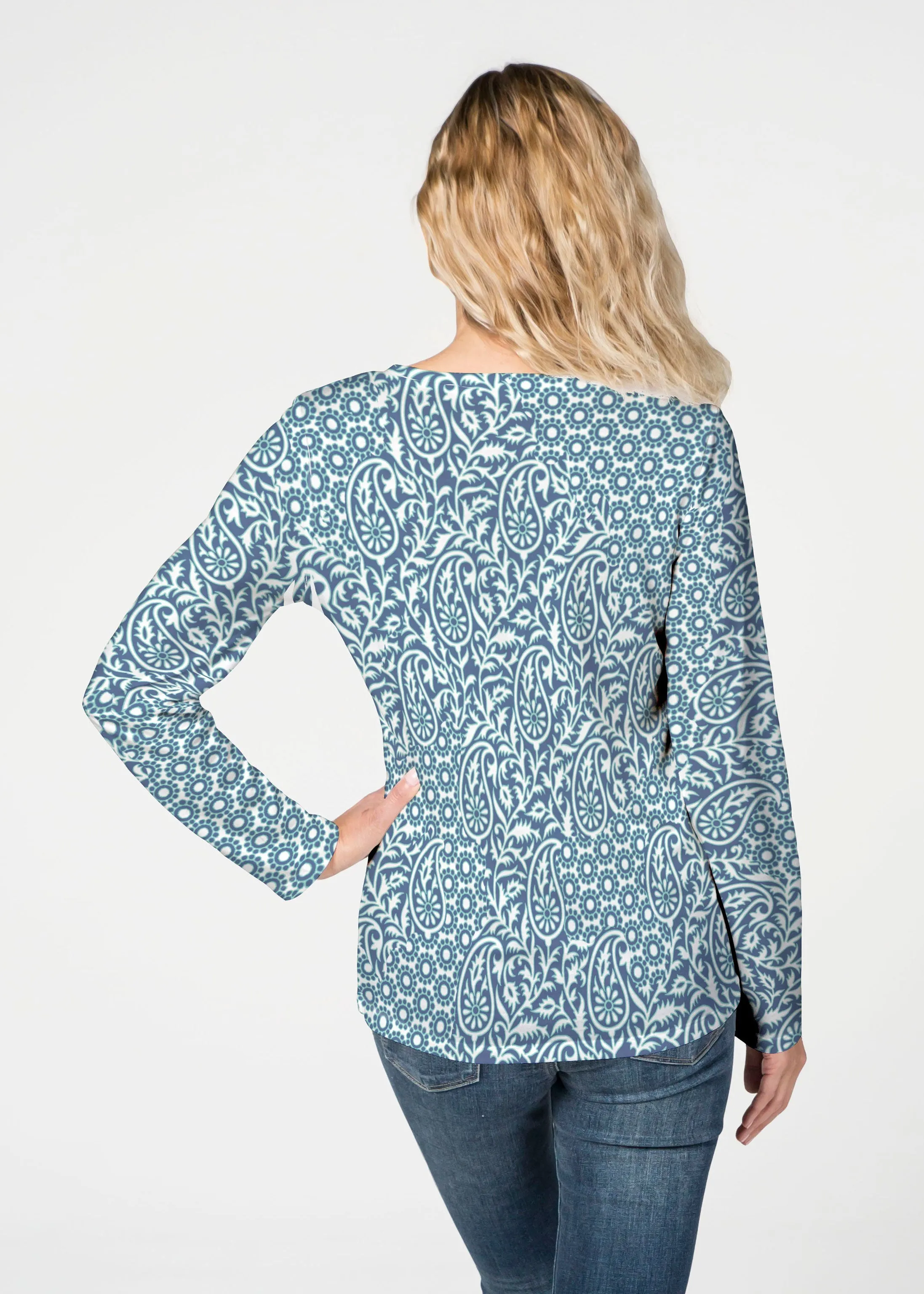 Oakley Blue (8114) ~ French Terry V-neck Top
