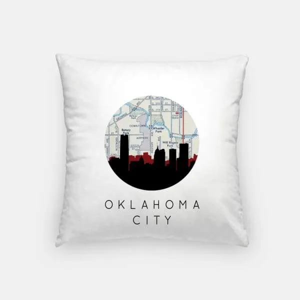 Oklahoma City, Oklahoma city skyline with vintage Oklahoma City map