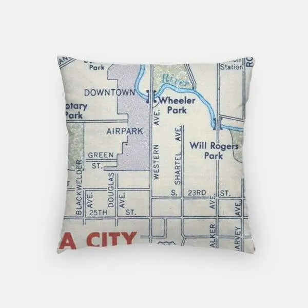 Oklahoma City, Oklahoma city skyline with vintage Oklahoma City map