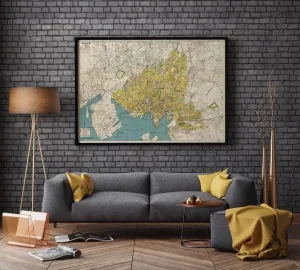 Oslo City Map Wall Print| 1947 Oslo City Plan Map