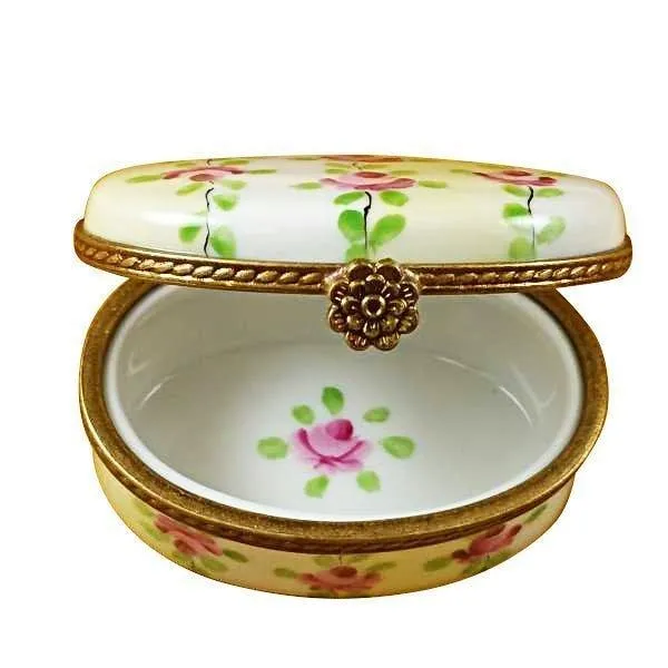 Oval White/Beige Striped limoges box