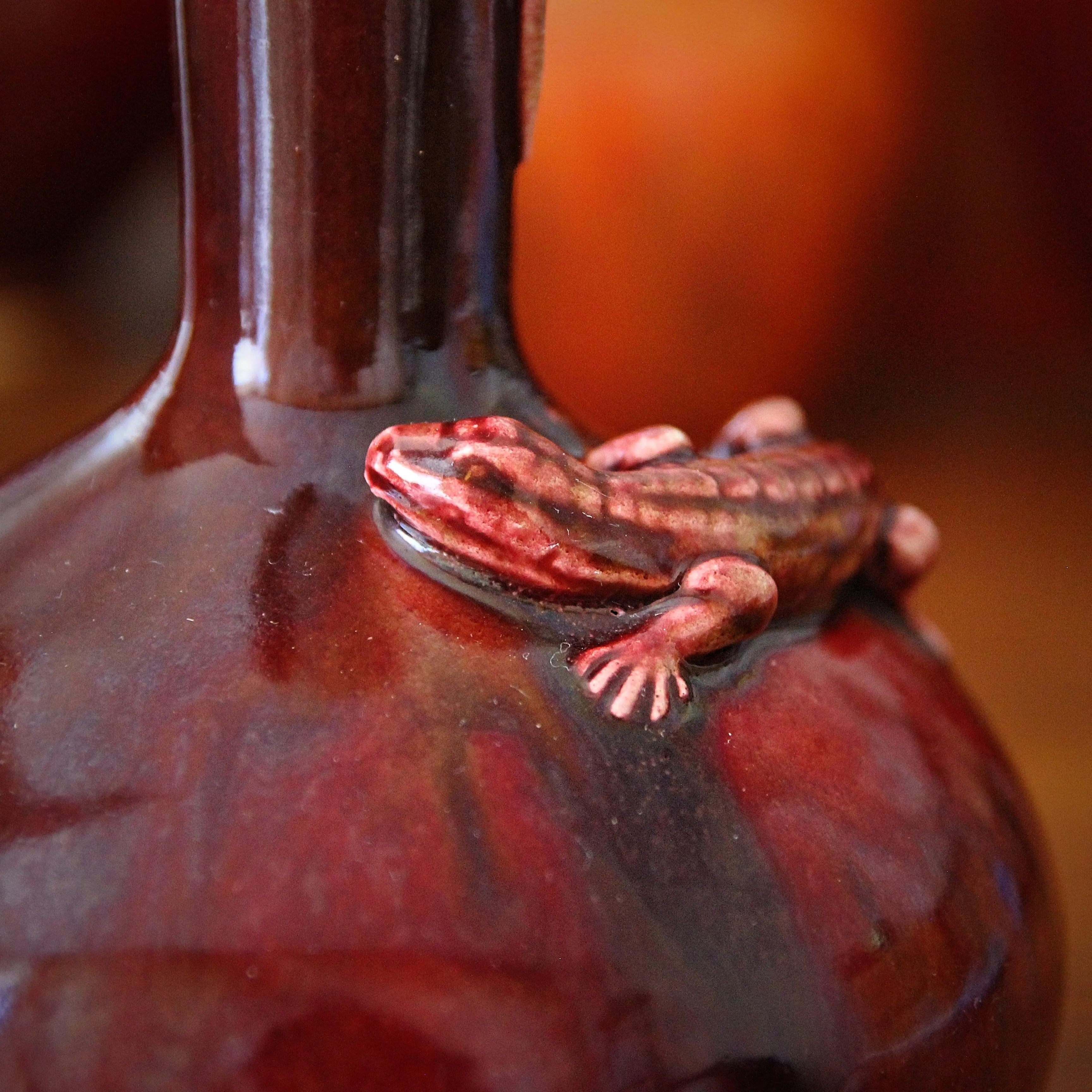 Oxblood Chinoiserie Bottle Vase