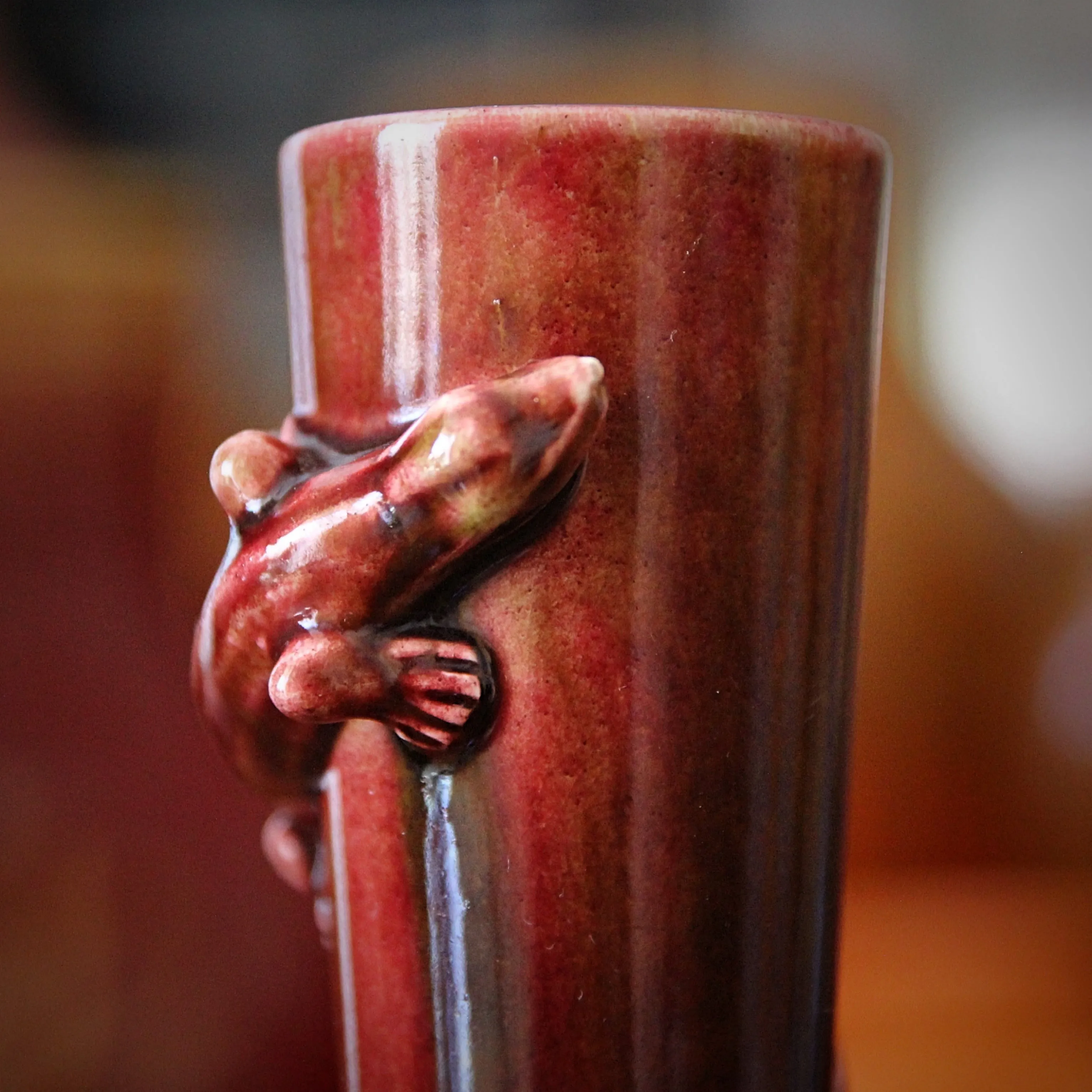 Oxblood Chinoiserie Bottle Vase