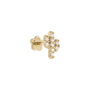 Pavé Cactus Threader Stud Earring 14K