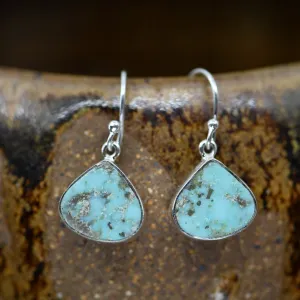 Pear-Shaped Turquoise Sterling Silver Drop Earrings - One of a Kind Artisan Jewelry