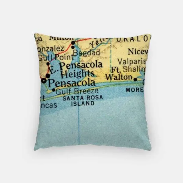 Pensacola, Florida city skyline with vintage Pensacola map