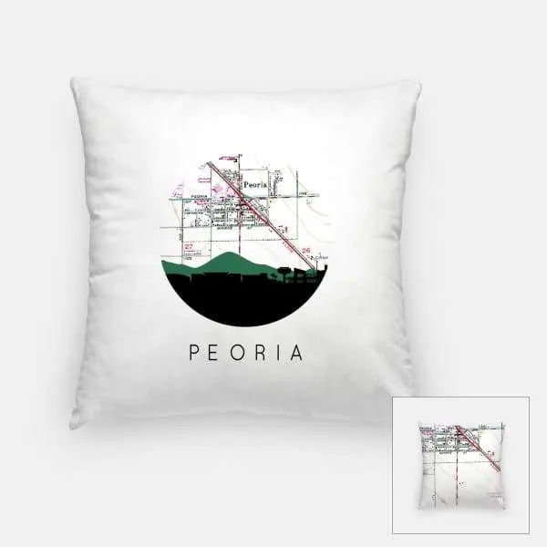 Peoria, Arizona city skyline with vintage Peoria, Arizona map