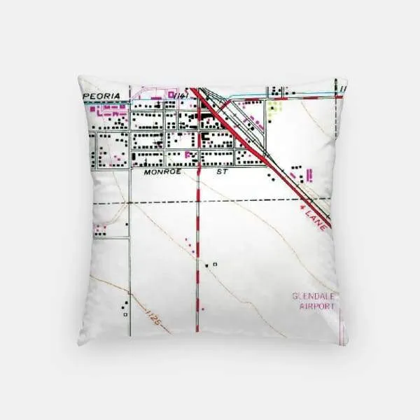 Peoria, Arizona city skyline with vintage Peoria, Arizona map