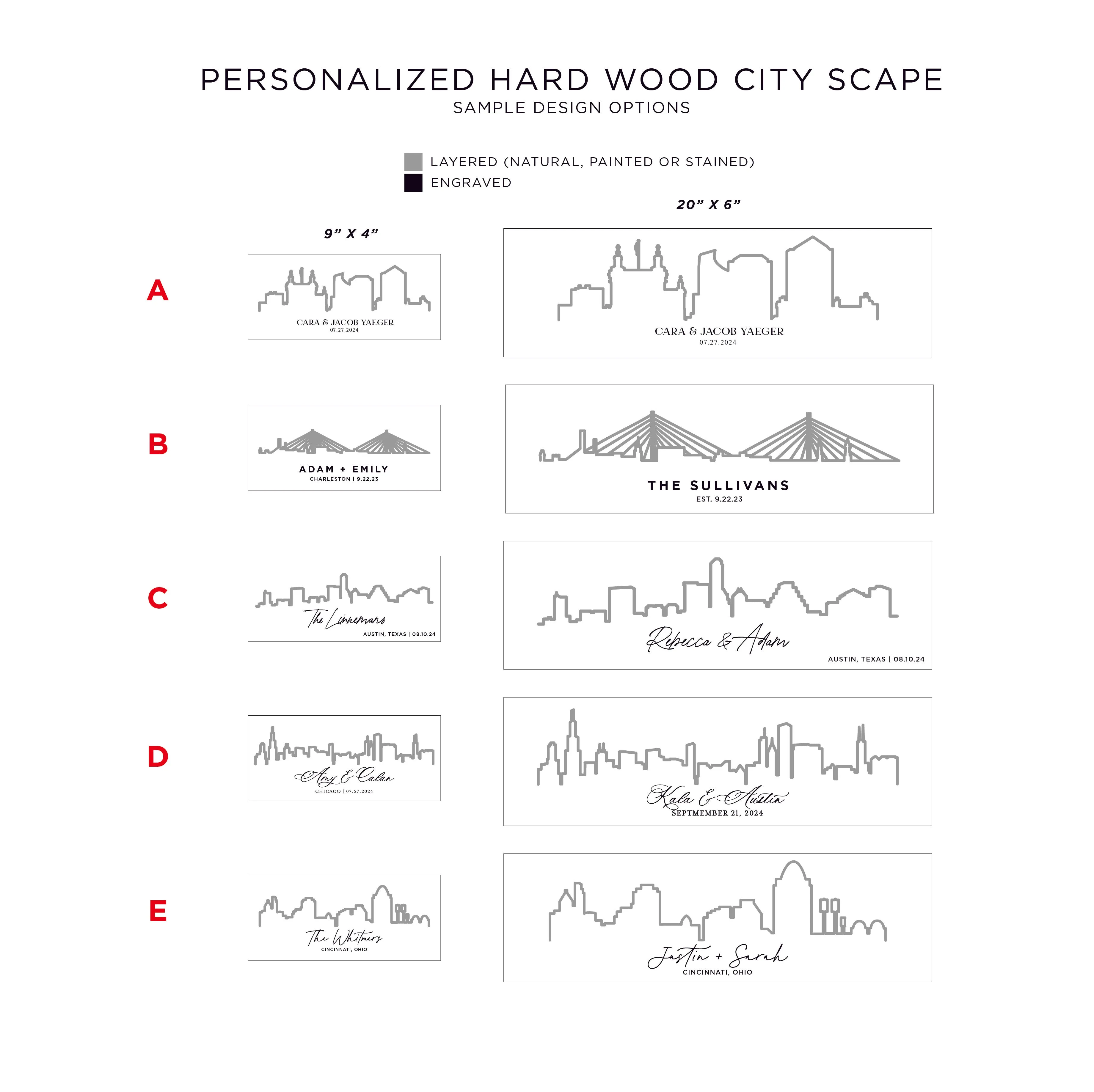 Personalized Hard Wood City Scape