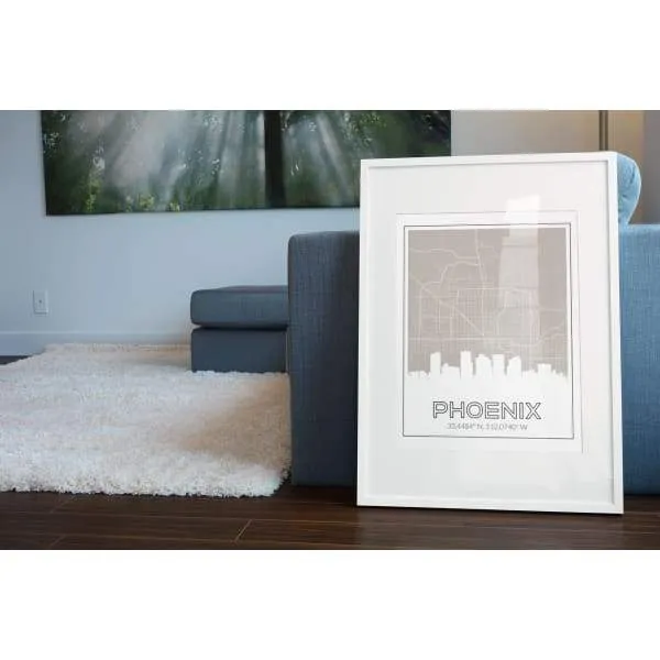 Phoenix, Arizona road map and skyline