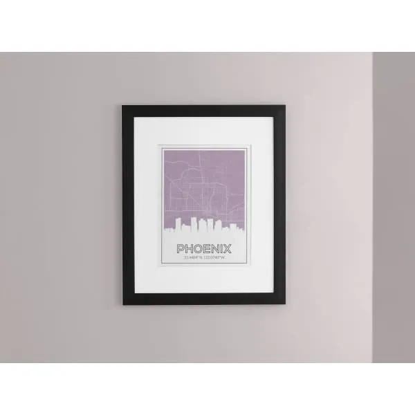 Phoenix, Arizona road map and skyline