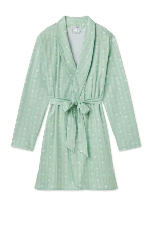 Pima Short Robe in Parisian Green Watercolor Stems