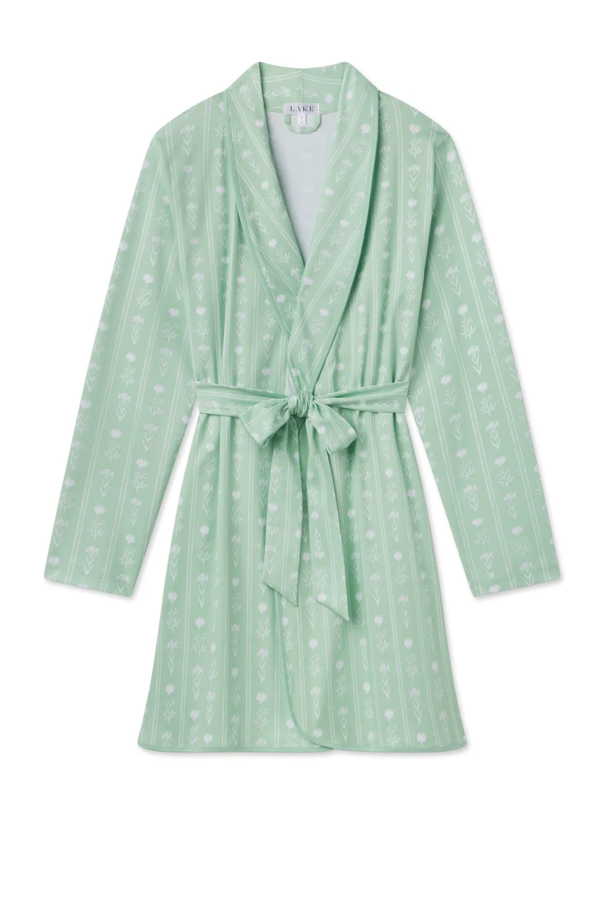 Pima Short Robe in Parisian Green Watercolor Stems