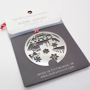 Pittsburgh Ornament | Fort Pitt Tunnel City View with Snowflakes
