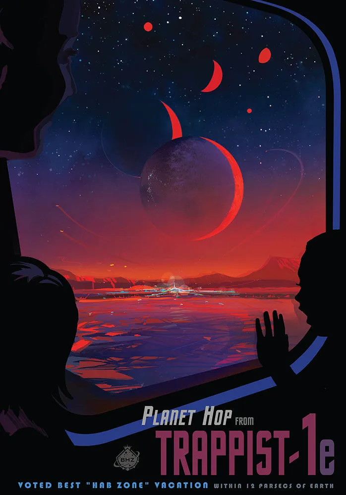 Planet Hop from Trappist-1e – NASA JPL Space Travel Poster
