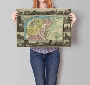 Prague City Map Wall Print| Framed Map Wall Decor