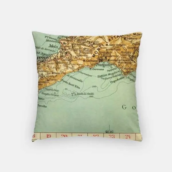 Praiano city skyline with vintage Praiano map