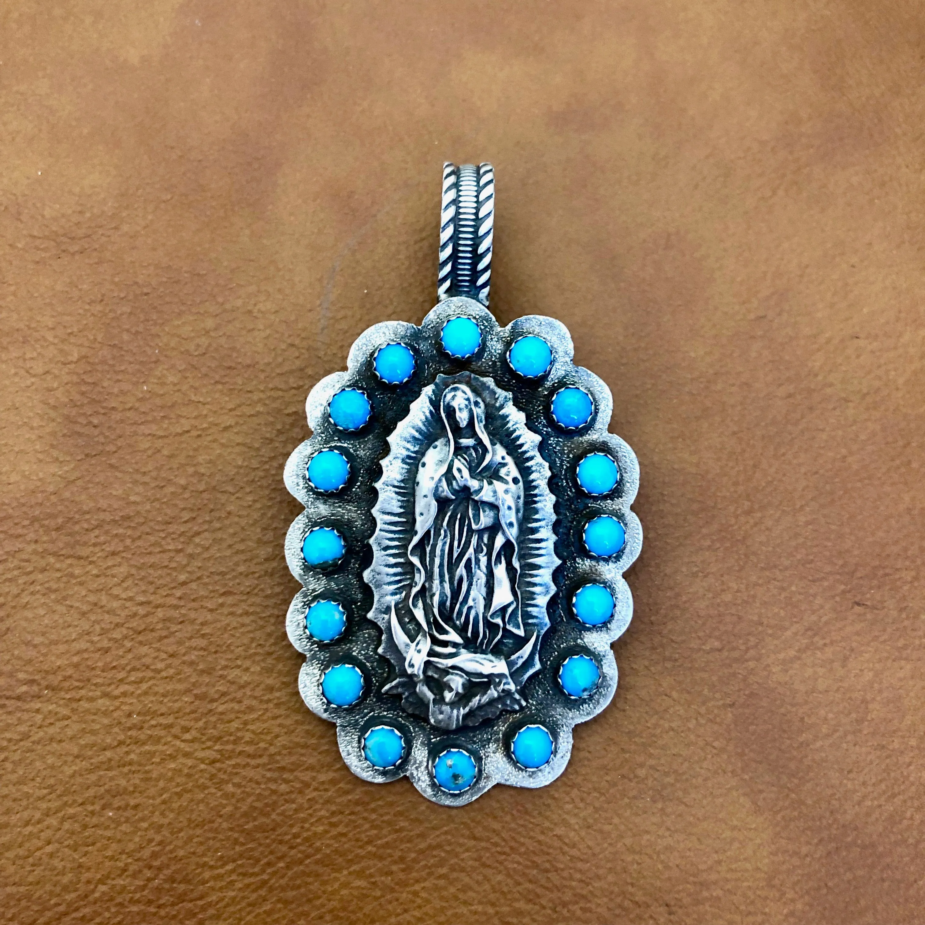 PTG3 Turquoise Wrapped Ex Large Guadalupe Pendant